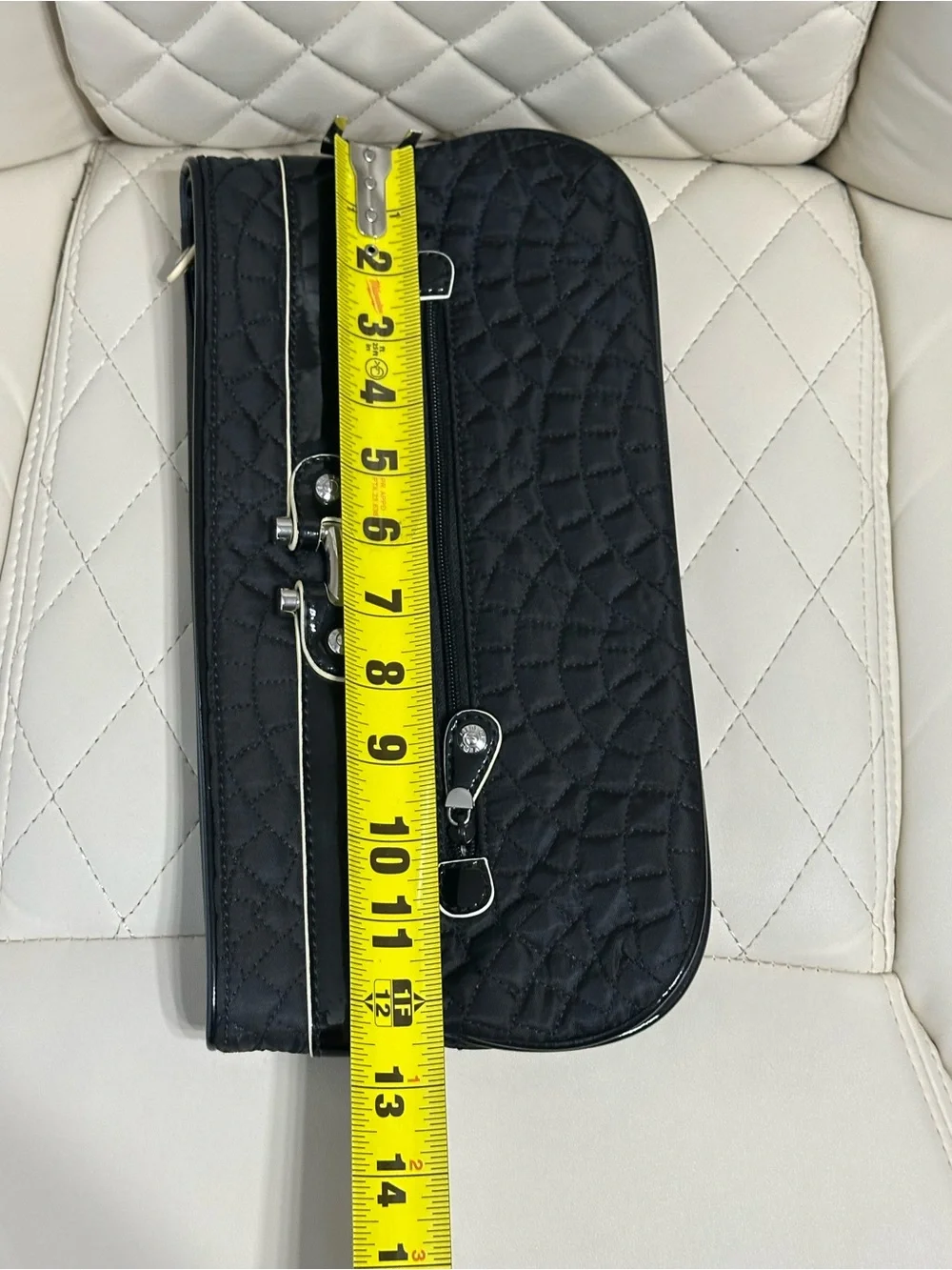 Vera Bradley Quilted Clutch Black Patent Leather trim Purse tote